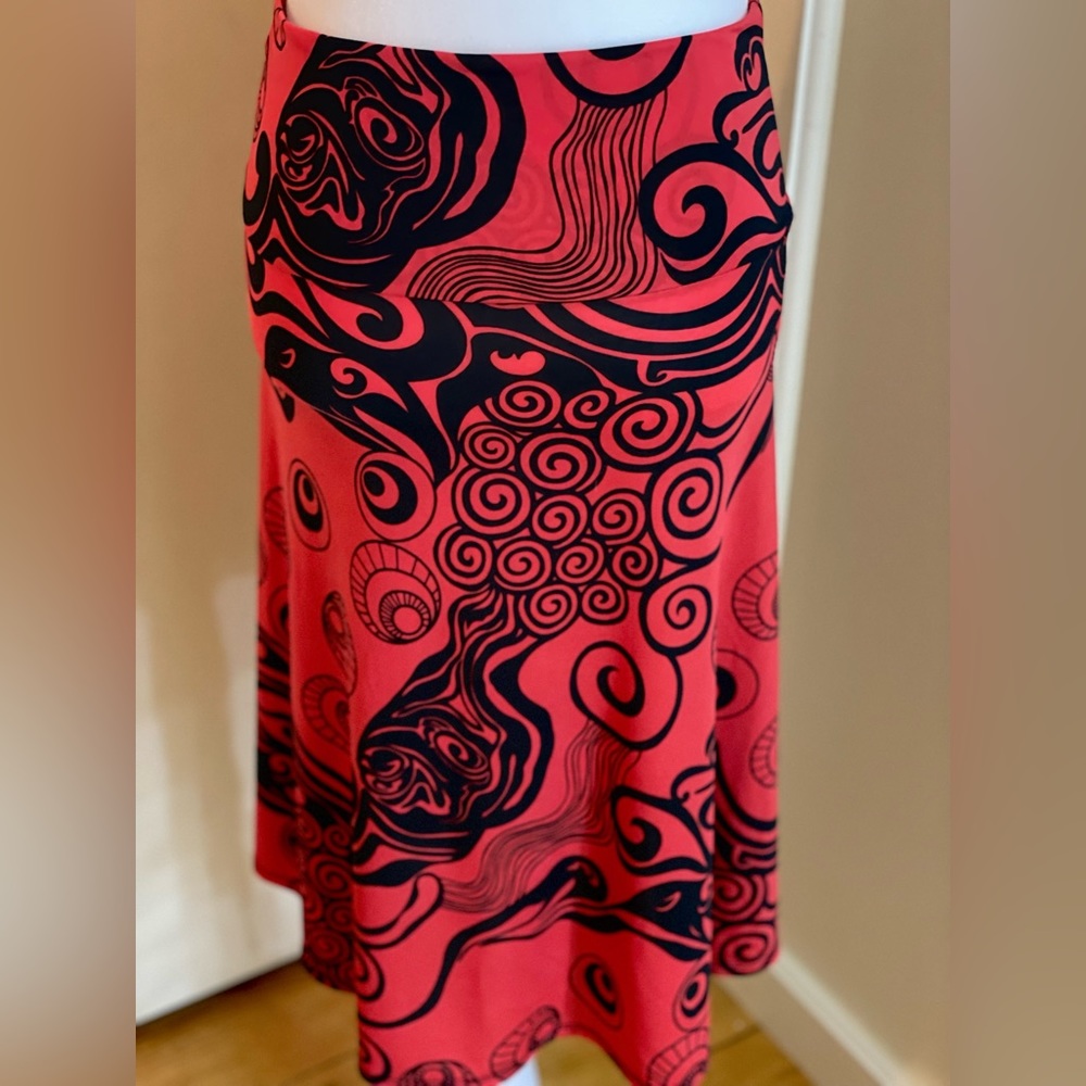 LuLaRoe red black midi skirt S, summer beach, boho, festival black and red 26”